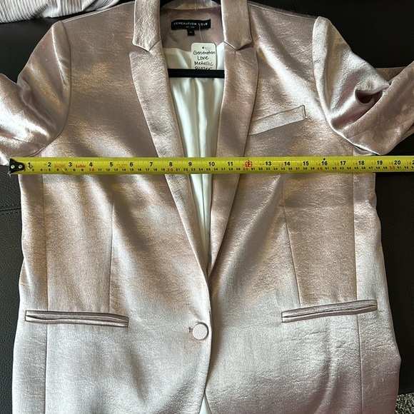 Generation Love Metallic Ruched Sleeve Fabien Blazer in Pink - Picture 13 of 15